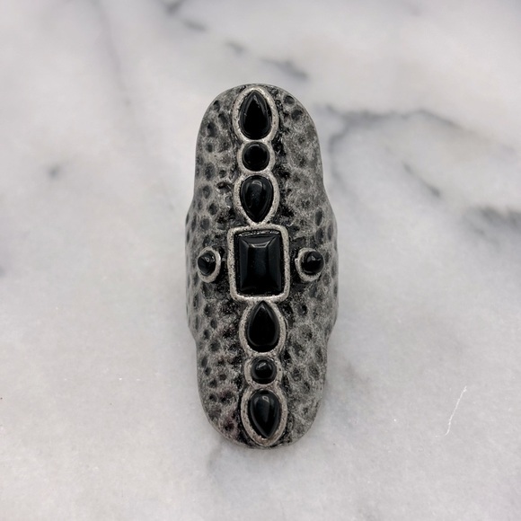 Hammered Silver Tone‎ Cross Finger Ring - Picture 4 of 6